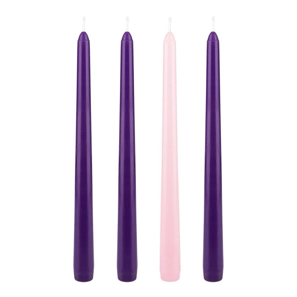 Mega Candles - Unscented 10" Advent Taper Candles Pink Purple 2 Packs Of 4